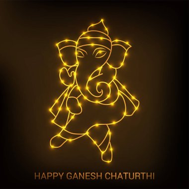 Geleneksel Hint Festivali için vektör illüstrasyonu Mutlu Ganesh Chaturthi 'yi kutlayın. Metin Boşluğu Arkaplanı.