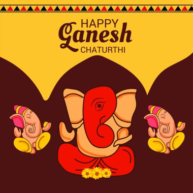 Geleneksel Hint Festivali için vektör illüstrasyonu Mutlu Ganesh Chaturthi 'yi kutlayın. Metin Boşluğu Arkaplanı.