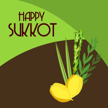 Yahudi bayramı için arka planda vektör çizimi Mutlu Sukkot.