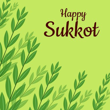 Yahudi bayramı için arka planda vektör çizimi Mutlu Sukkot.