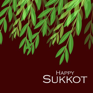 Yahudi bayramı için arka planda vektör çizimi Mutlu Sukkot.