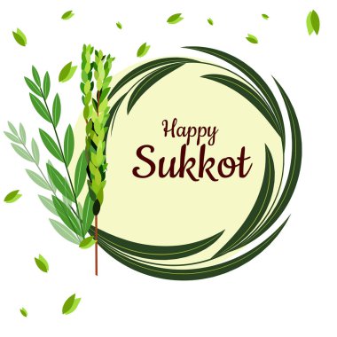 Yahudi bayramı için arka planda vektör çizimi Mutlu Sukkot.