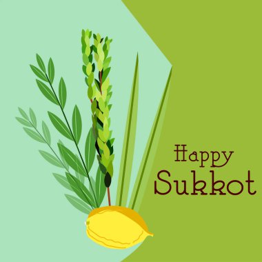 Yahudi bayramı için arka planda vektör çizimi Mutlu Sukkot.