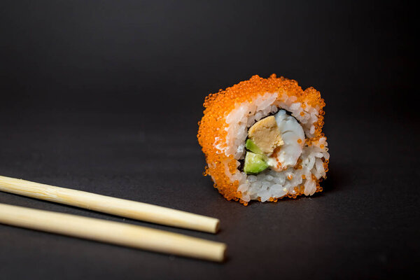 Japanese Cuisine Sushi Black Background Royalty Free Stock Photos