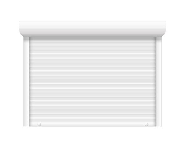 Garage shutter door. Closed roller steel store window. Vector realistic lock shop door