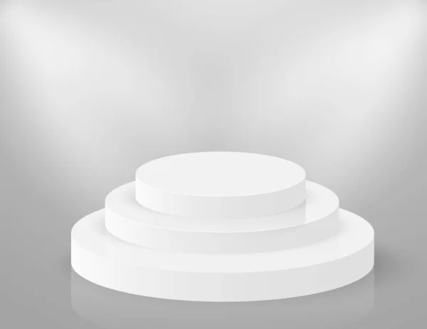 Πόντιο 3D στρογγυλό στάδιο. Κύκλος λευκό βάθρο. Άδεια πλατφόρμα εκθεσιακού χώρου διανύσματος — Διανυσματικό Αρχείο
