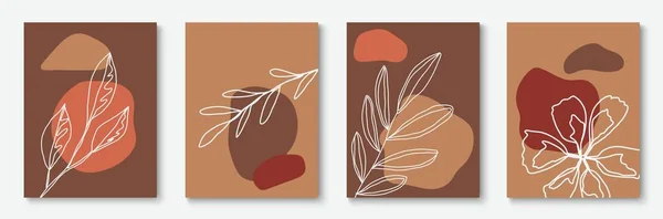 Zeitgenössische abstrakte Plakate. Minimal ästhetische geometrische florale Kunst Bohemian Prints — Stockvektor
