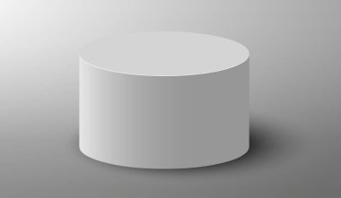 Üç boyutlu podyum. Yaya platformu ya da sergi salonu standı. Beyaz yuvarlak stüdyo sahne platformu. Vektör boş arena