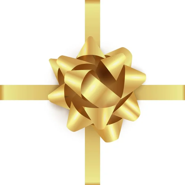 Золотой Подарок Реалистичный Золотой Светящийся Шаблон Лука Xmas Векторное Рождество — стоковый вектор