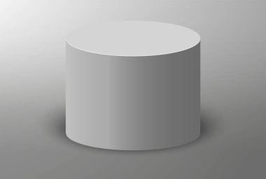 Üç boyutlu podyum. Yaya platformu ya da sergi salonu standı. Beyaz yuvarlak stüdyo sahne platformu. Vektör boş arena.
