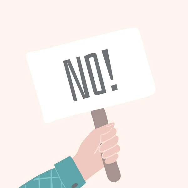 No banner in comic human hand. Correct answer sign. Right decision cartoon vector concept. — Stock Vector