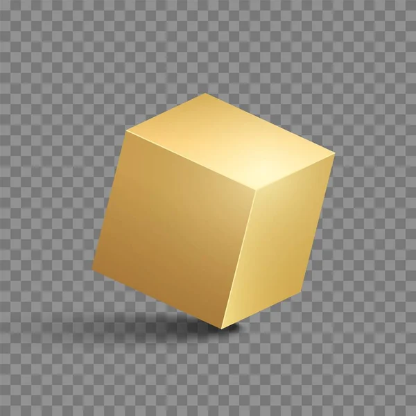 Cubo dourado. Caixa de ouro forma metálica. Conjunto de bloco quadrado vetorial. — Vetor de Stock