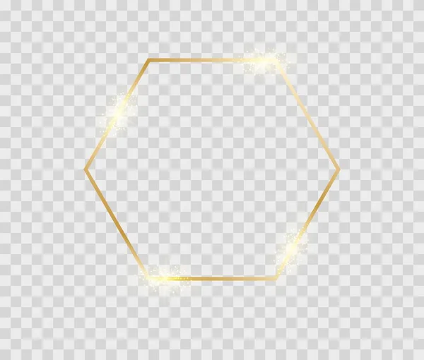 Or brillant hexagone frane. octogone vintage décoratif lumineux pour carte d'anniversaire ou flyers — Image vectorielle