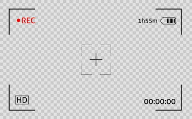 Kamera görüntü bulucu çerçevesi. Görüntülü dijital video kayıt ekranını göster. Filn rec kameralı şablon