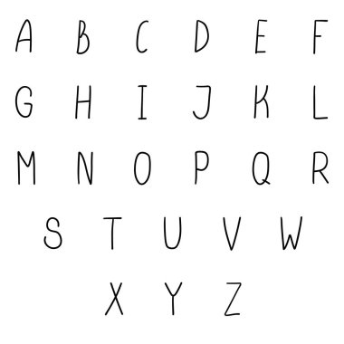 Basit, dar bir alfabe. İnce el yazısıyla yazılmış yazı tipi. Vektör elle boğma mektupları
