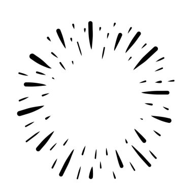 Yıldız patlaması çizgisi. Yıldız patlaması. Vektör güneş ışınları çerçevesi. El çizimi bum