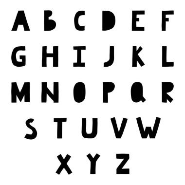 İskandinav alfabesi. İskandinav usulü latin bakımı el yapımı yazı tipi. Vektör karikatür el dekoratif