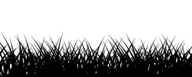 Çimen sınırı. Siyah çimenlik yatay çizim. Vektör monokrom arkaplanı
