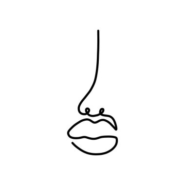 Tek çizgi çizen kadın yüzü. Devamlı estetik çizgi portresi. Vektör çizgisi sanat logosu