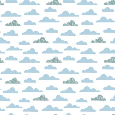 Çocuk bakımı odası için bulutsuz desen. Vektör komik çocuk gökyüzü izi.