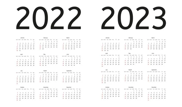 Простий шаблон календаря. Дизайн календаря в чорно-білих кольорах . — стоковий вектор