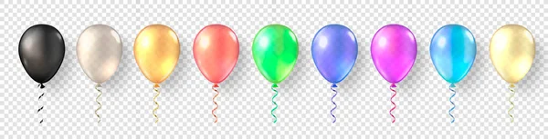 Colorful balloon set. Festive 3d helium balloons template. Festival romantic decorations. — Stock Vector