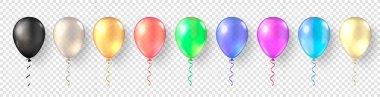 Colorful balloon set. Festive 3d helium balloons template. Festival romantic decorations.