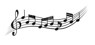 Müzik notaları. Personel üç katlı anahtar notaları. Müzikal ritim kavramı