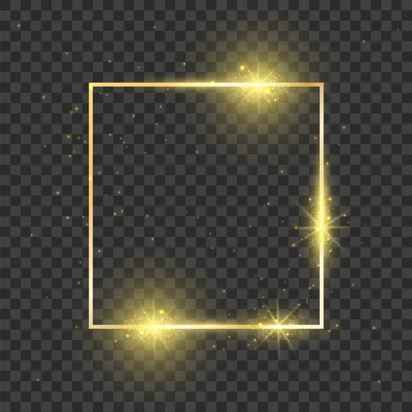 Золота квадратна рамка. Сяючий ефект прямокутника блискучої форми. Темна магія розкішні магічні прикраси — стоковий вектор