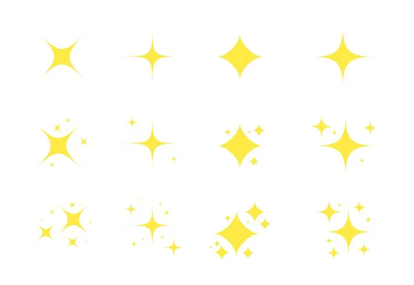 Жовті блискітки. Золоті зірки іскри значок. Світлі прикраси смішно. Векторна блискуча флеш ілюстрація — стоковий вектор