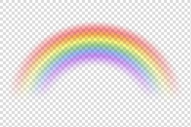 Gerçekçi gökkuşağı. Şeffaf arkaplanda yağmur üstüne gökyüzü sihirli spektrum rengi. Vektör fantezi etkisi