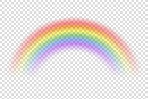 Arco iris realista. Color del espectro mágico del cielo después de la lluvia sobre fondo transparente. Efecto de fantasía vectorial — Archivo Imágenes Vectoriales