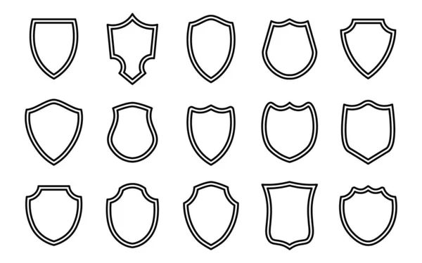 Forma de contorno do escudo policial. Escudos heráldicos emblemas em branco. Etiquetas vetoriais de segurança. — Vetor de Stock