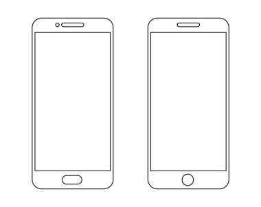 Taslak cep telefonu simgeleri. Basit bir cep telefonu silueti. Vektör satırı akıllı telefonu