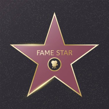 Hollywood 'un ünlü yıldızı. Boş sinema ödülü. Vektör yıldız ödül şablonu