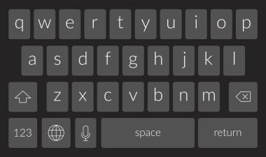 Cep telefonu klavye şablonu. Qwerty akıllı telefon vektör tuş takımı. Dijital ui ekran dokunmatik yazı tipi