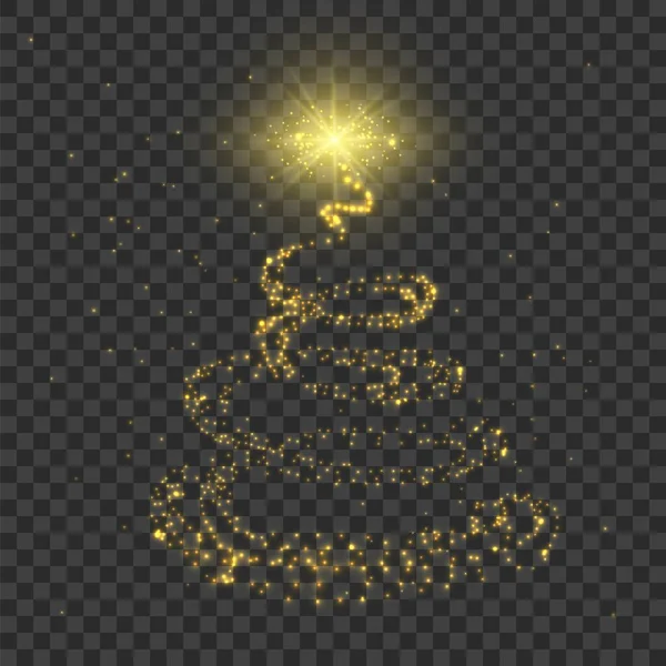 Χριστουγεννιάτικο δέντρο. Χρυσός φωτισμός εφέ σπινθήρα. Διάνυσμα ρεαλιστική γυαλιστερή γιρλάντα — Διανυσματικό Αρχείο