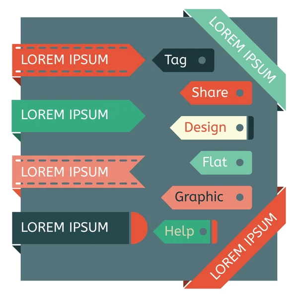 Fitas planas e etiquetas — Vetor de Stock