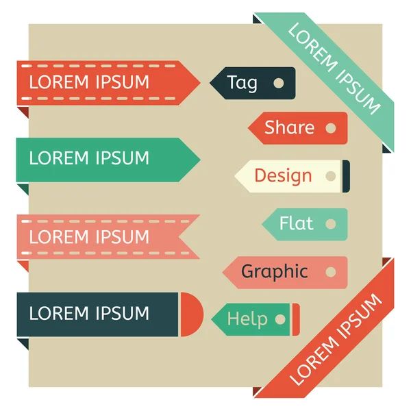 Fitas planas e etiquetas — Vetor de Stock