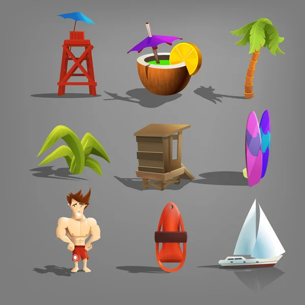 Set van strand vakantie pictogrammen. — Stockvector
