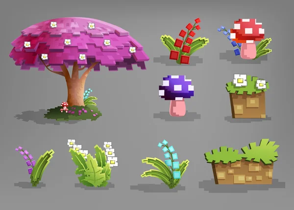 Set van fairytale planten pictogrammen — Stockvector