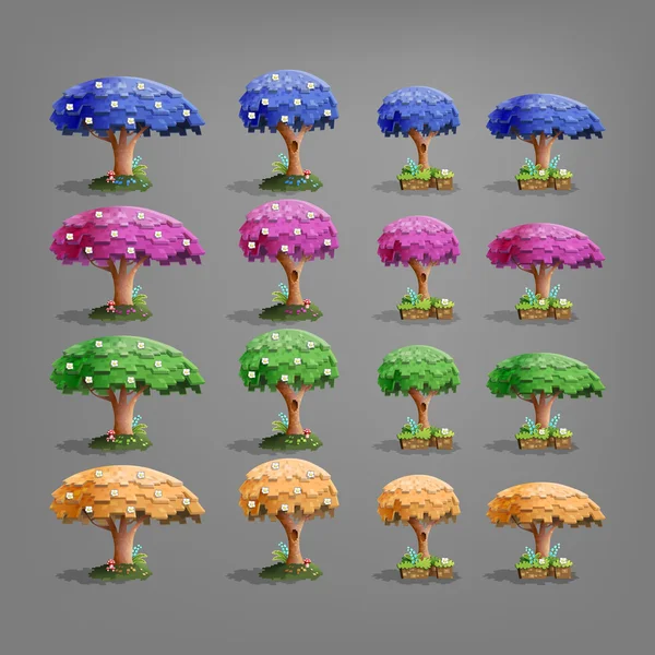 Mesebeli fák ikonok — Stock Vector