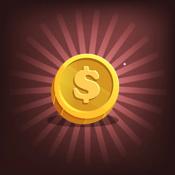 Cartoon treasure golden coin — Stock Vector