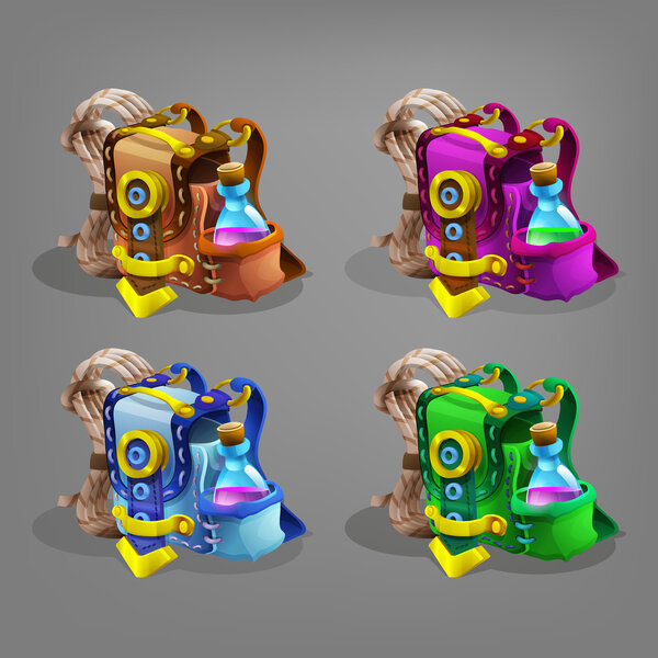 Game icons of bags set