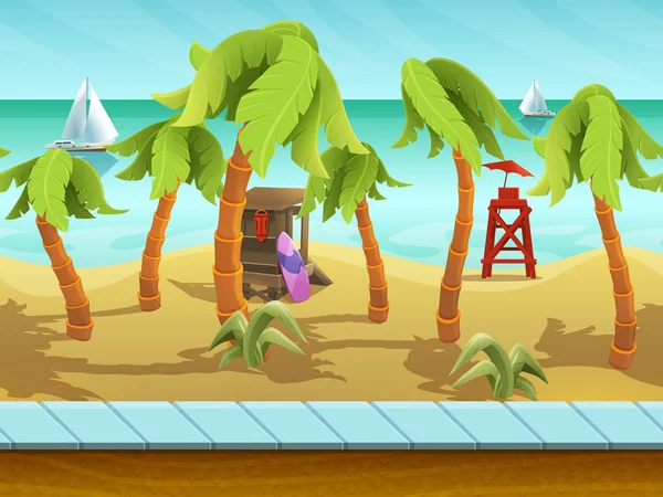 Dibujos animados sin costura playa paisaje — Vector de stock