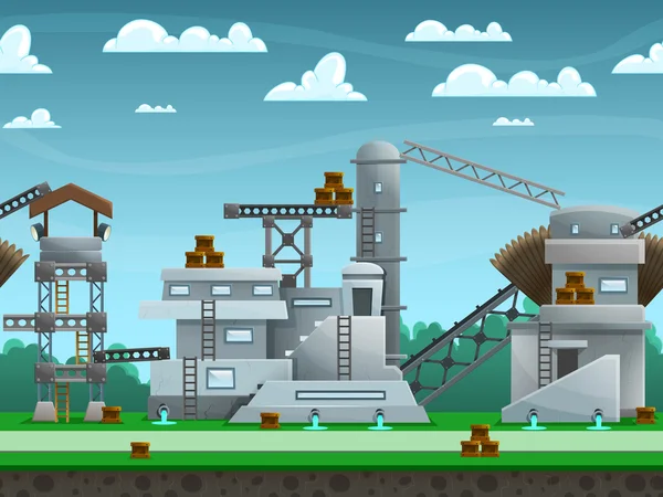 Construcciones y edificios paisaje industrial — Vector de stock