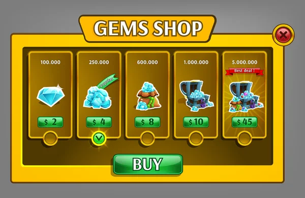 Shop pannello gemme, asset di gioco — Vettoriale Stock