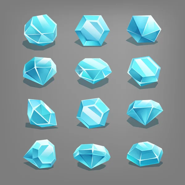 Ensemble de pierres précieuses bleu dessin animé . — Image vectorielle