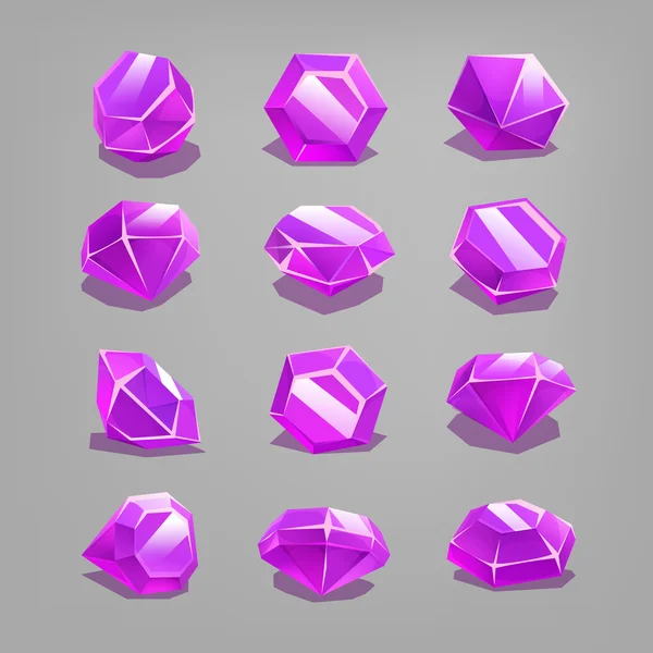 Conjunto de gemas rosadas de dibujos animados . — Vector de stock