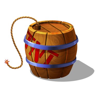 Cartoon barrel of tnt with burning wick  clipart